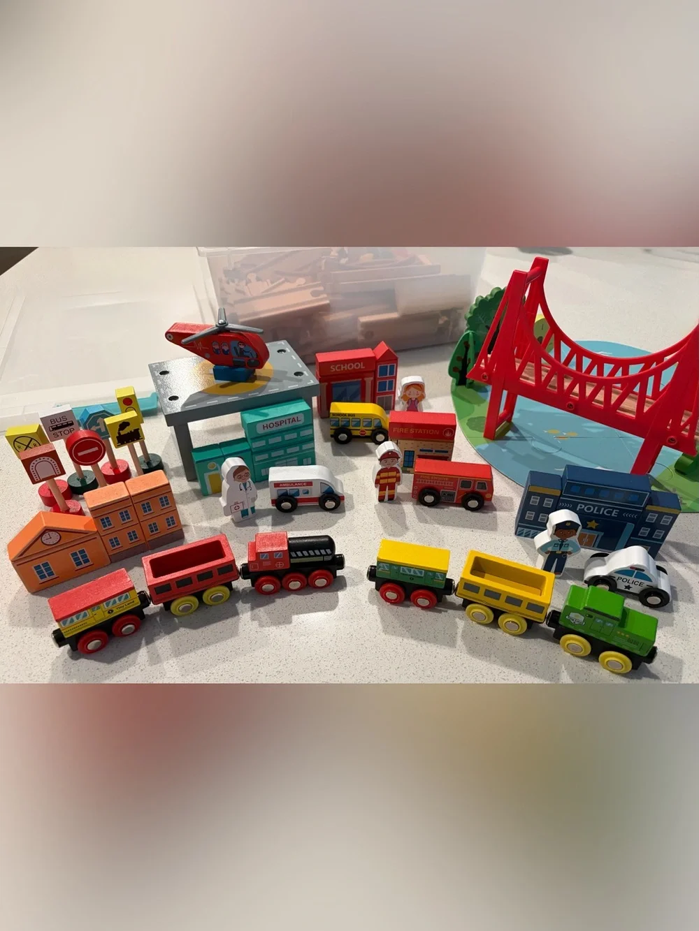 Wooden Train and City Set